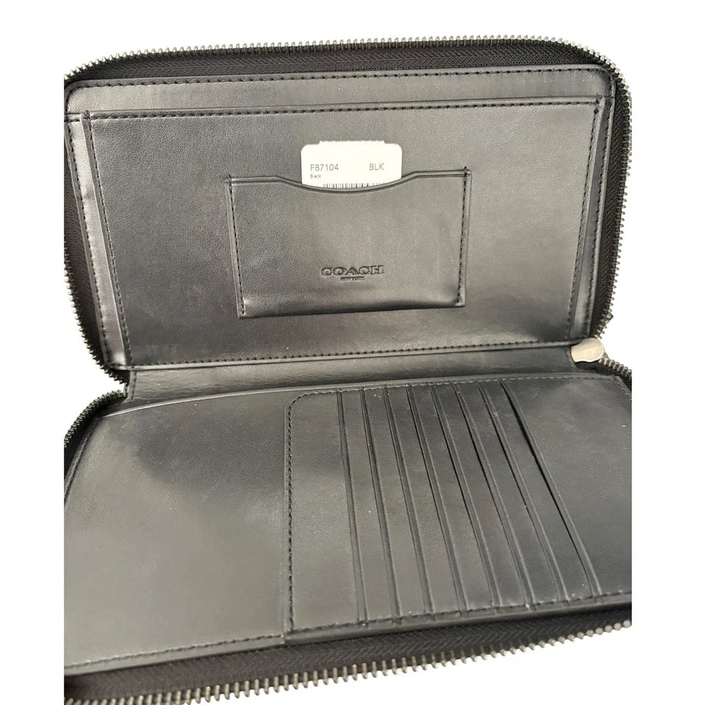 Coach Black Leather Double Zip Travel Organizer Wallet Wristlet EB7104
